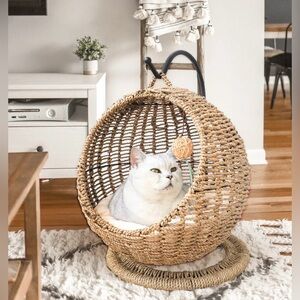 Oehid Hand Woven Wicker Swinging Hammock Small Pet House